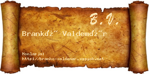 Brankó Valdemár névjegykártya